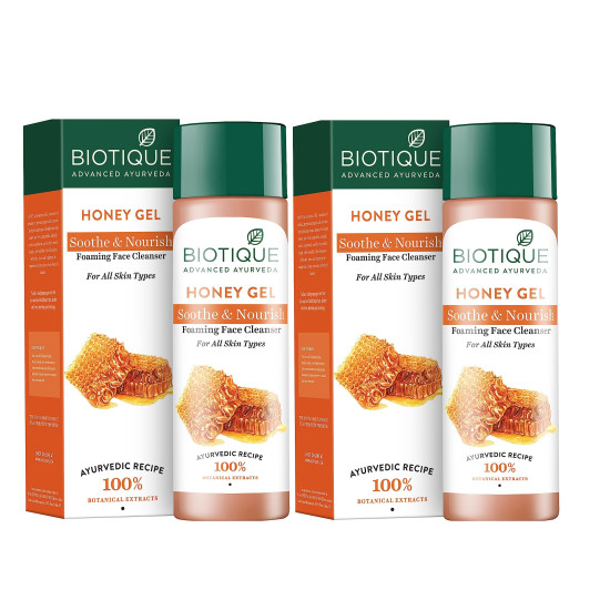 Biotique Bio Honey Gel Refreshing Foaming Face Cleanser - 120ml (Pack Of 2)