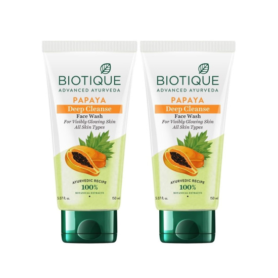 Biotique Papaya Deep Cleanse Face Wash - Gentle Exfoliation for Glowing Skin