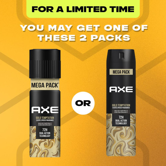 Axe Gold Temptation Long Lasting Deodorant Bodyspray For Men - Exotic Spiced Fragrance