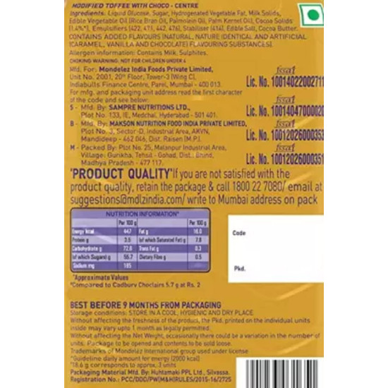 Cadbury Eclairs Chocolairs 100 Pcs Bars - Unforgettable Milk Chocolate Delight