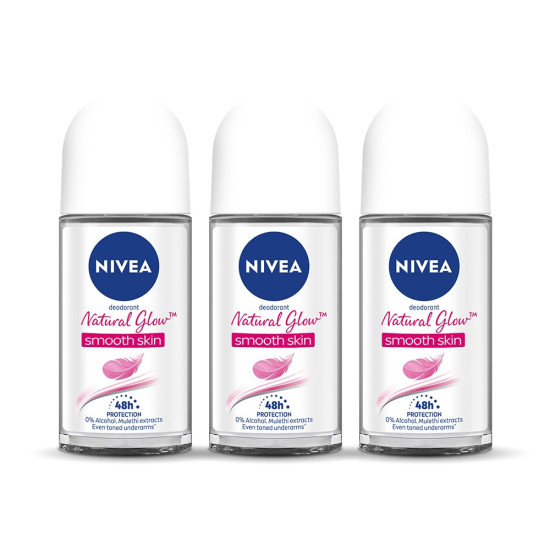 Nivea Deodorant Roll On - Whitening Smooth Skin for Women, 50ml (Pack Of 3)