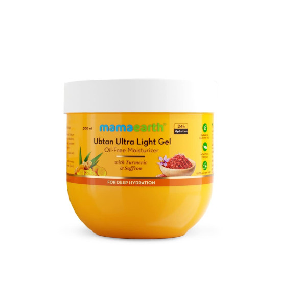 Mamaearth Ubtan Ultra Light Gel Oil-Free Moisturizer - Deep Hydration with Turmeric & Saffron