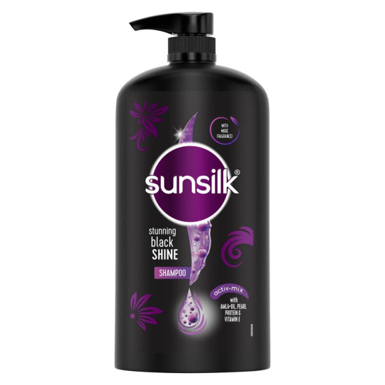 Sunsilk Black Shine Shampoo 1L - For Shiny, Moisturized & Fuller Hair
