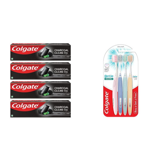 Colgate Charcoal Clean Toothpaste & Gentle Enamel Toothbrush - Deep Clean & Ultra Soft