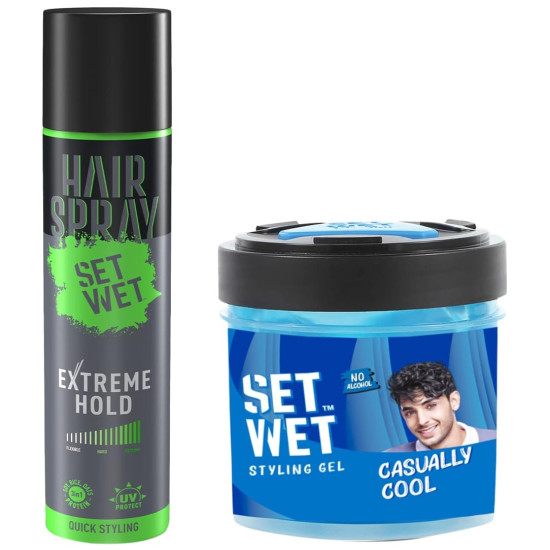 Set Wet Extreme Hold Hair Spray & Cool Hold Hair Gel for Men - Long-lasting Style