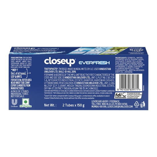 Closeup Cool Breeze Toothpaste - Instant Freshness & Long-lasting Fresh Breath