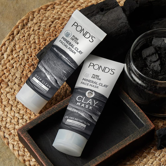 POND'S Pure Detox Mineral Clay Activated Charcoal Face Mask - 4X Oil Absorbing