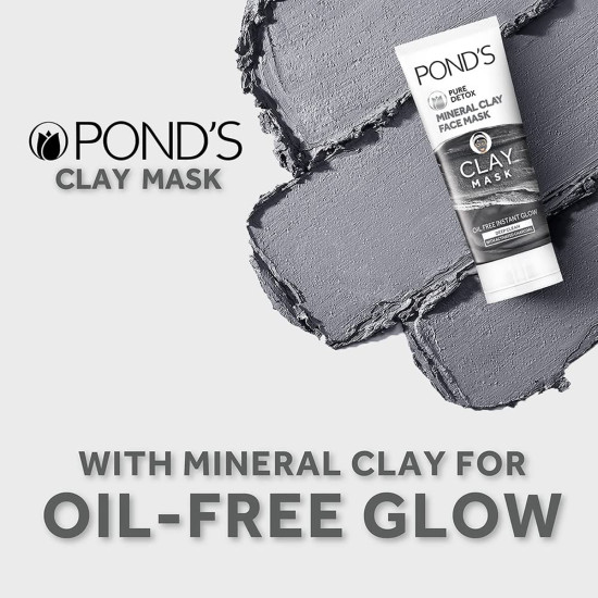 POND'S Pure Detox Mineral Clay Activated Charcoal Face Mask - 4X Oil Absorbing