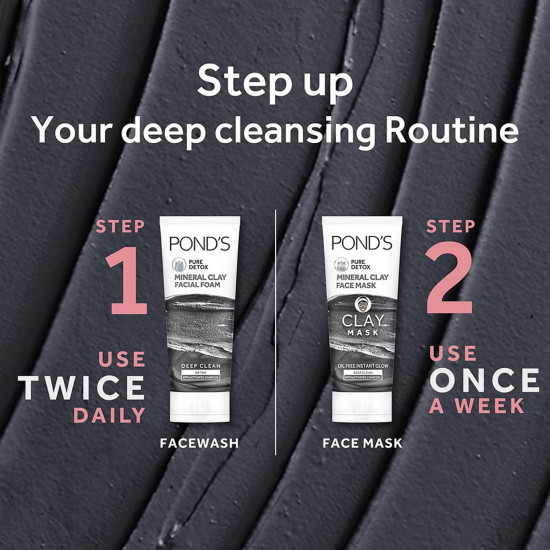 POND'S Pure Detox Mineral Clay Activated Charcoal Face Mask - 4X Oil Absorbing