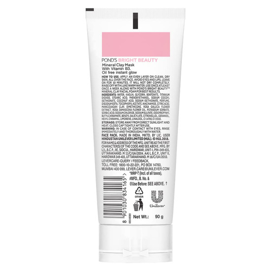 POND'S Bright Beauty Mineral Clay Mask - 4X Oil Absorbing & Brightening