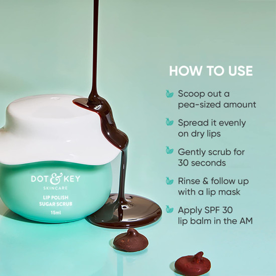 Dot & Key LIP POLISH Choco Mint Exfoliating Sugar Scrub - Soft & Moisturized Lips