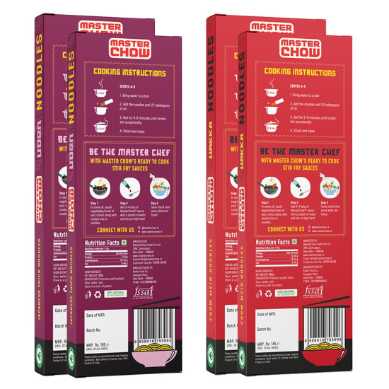 MasterChow Chinese Hakka & Udon Noodle Pack - All-Natural Not Fried