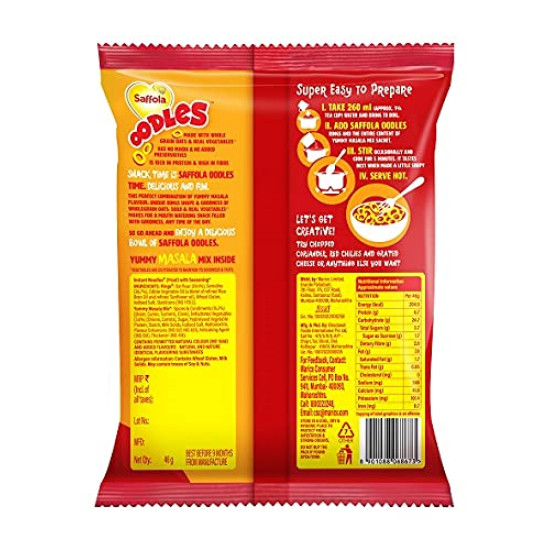 Saffola Oodles Yummy Masala 48g, Pack of 4 - Delicious Instant Noodles