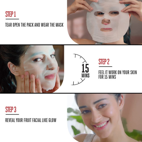 Lakme Blush & Glow Sheet Mask - Fruit Facial Like Glow