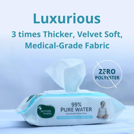 Mother Sparsh 99% Pure Water Baby Wipes - Natural Plant-Made Fabric