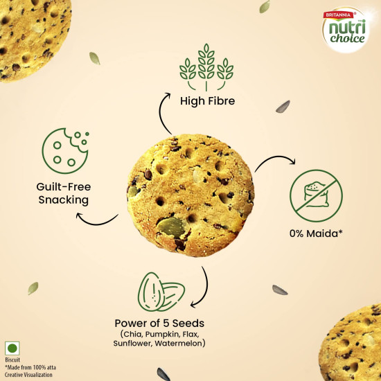 Britannia Nutri Choice Seeds Biscuits - 0% Maida, High Fibre Snack
