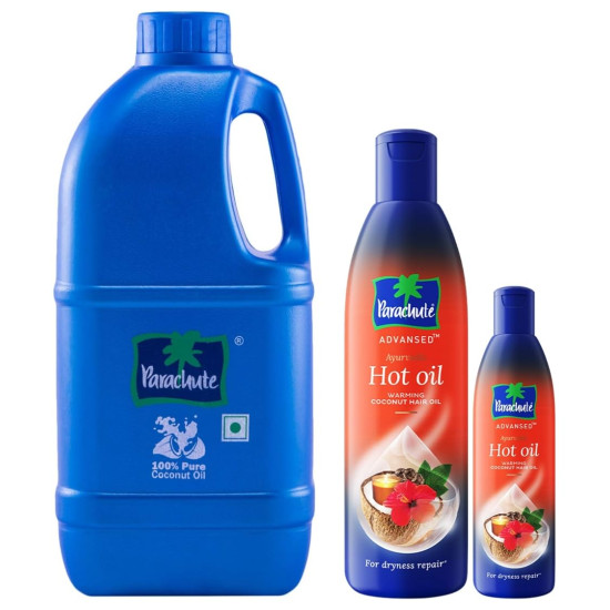 Parachute 100% Pure Coconut Oil & Advansed Ayurvedic Hot Oil - Nourish Your Hair Naturally