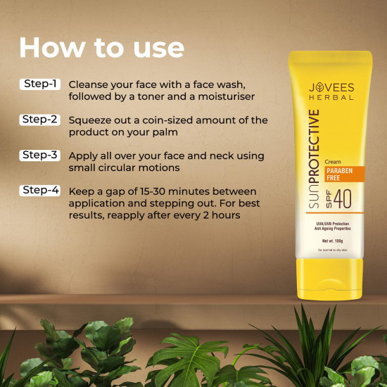 Jovees Herbal Sun Protective Sunscreen SPF 40 - Lightweight & Oil-Free