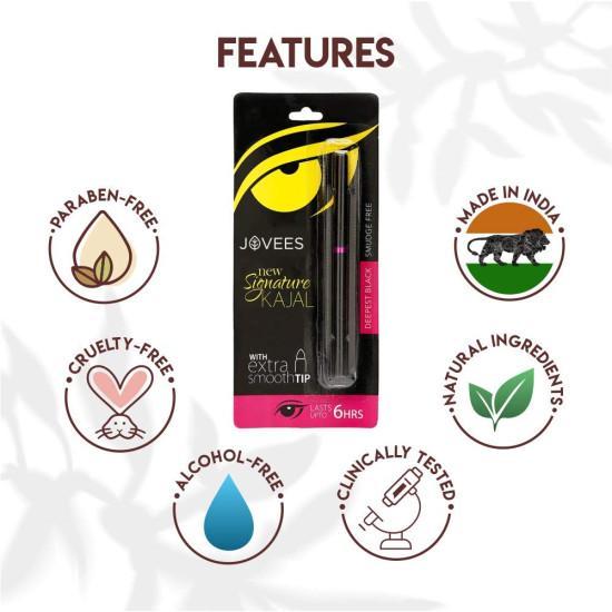 Jovees Herbal New Signature Kajal - Smudge Free & Lasts Upto 6 Hours