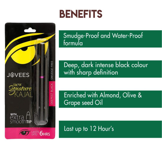 Jovees Herbal New Signature Kajal - Smudge Free & Lasts Upto 6 Hours