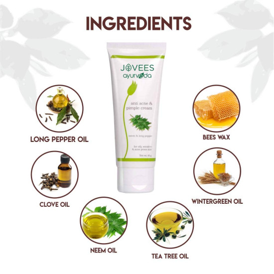 Jovees Ayurveda Neem & Long Pepper Anti Acne Cream - Clear & Prevent Acne