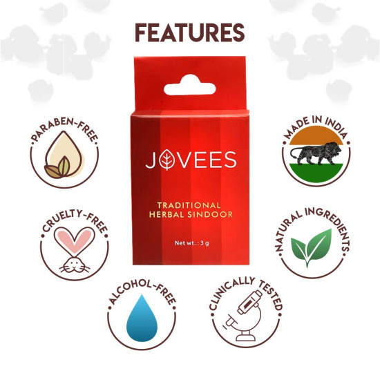 Jovees Herbal Traditional Maroon Sindoor - Water Resistant & Natural Ingredients