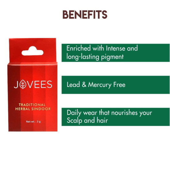 Jovees Herbal Traditional Maroon Sindoor - Water Resistant & Natural Ingredients