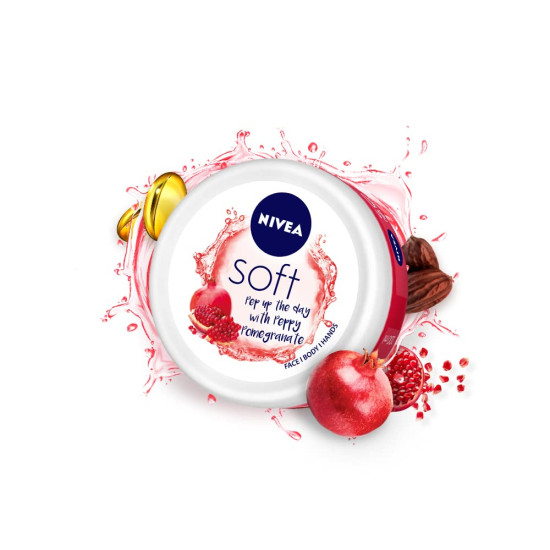 NIVEA Soft Light Moisturizer 200ml - Peppy Pomegranate, Instant Hydration
