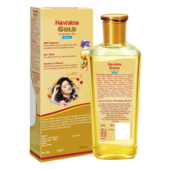 Navratna Gold Ayurvedic Oil - Non-Sticky & Mild Fragrance Navratna Gold Ayurvedic Oil - Non-Sticky & Mild Fragrance