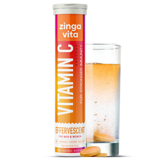 Zingavita Vitamin C 1000mg + Zinc Effervescent Tablets - Natural Amla Extract