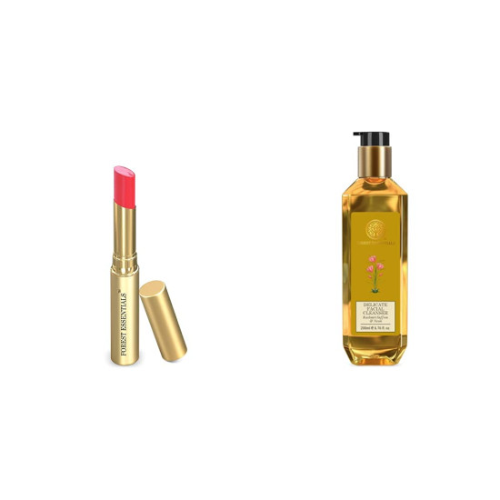 Forest Essentials Tinted Lip Serum & Facial Cleanser - Natural Skincare Duo
