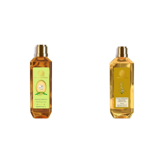Forest Essentials Dasapushpadi Baby Body Massage Serum & Almond Virgin Oil - Natural Nourishment
