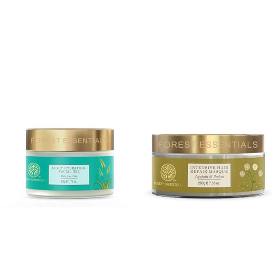 Forest Essentials Pure Aloe Vera Light Hydrating Gel & Intensive Hair Repair Masque - Nourishing and Repairing