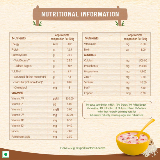 NESTLE CEREGROW Kids Cereal - Multigrain, Milk & Fruits | Rich in Iron, Calcium & Protein | 300g