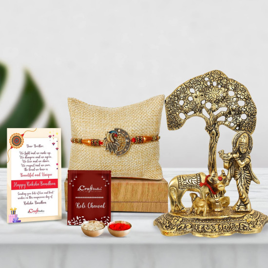 eCraftIndia Designer Peacock Rakhi Gift Hamper - Celebrate Raksha Bandhan