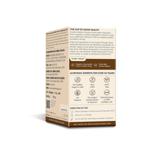 Zandu Ashwagandha Amla Ayurvedic Infusion - Herbal Tea with 6 Ayurvedic Ingredients