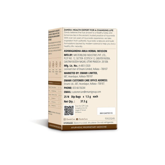Zandu Ashwagandha Amla Ayurvedic Infusion - Herbal Tea with 6 Ayurvedic Ingredients