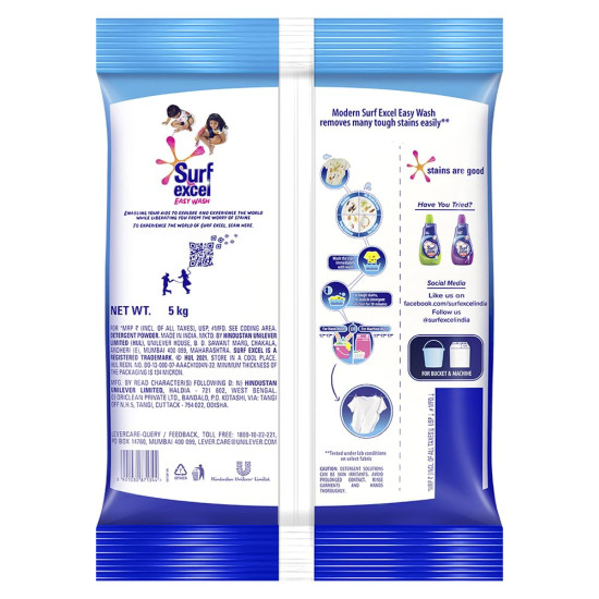 Surf Excel Easy Wash Detergent Powder 5 Kg - Superfine Stain Removal