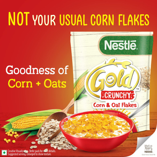 NESTLE GOLD Crunchy Oats & Corn Flakes - Nutritious Breakfast Cereal