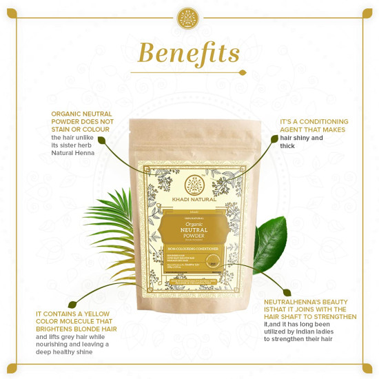 KHADI NATURAL Neutral Organic Powder - 100% Natural Hair Conditioner