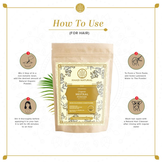 KHADI NATURAL Neutral Organic Powder - 100% Natural Hair Conditioner