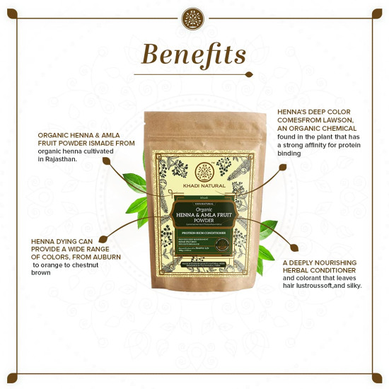 KHADI NATURAL Henna & Amla Fruit Organic Powder - Protein-Rich Hair Conditioner