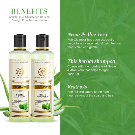 Khadi Natural Neem & Aloe Vera Herbal Cleanser/Shampoo - SLS and Paraben Free