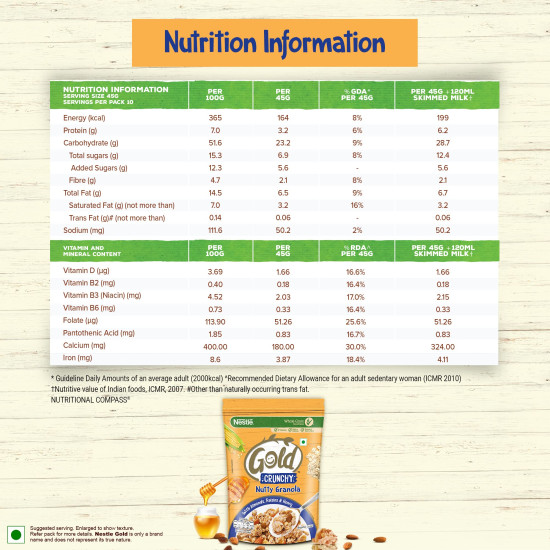 Nestle GOLD Crunchy Nutty Granola - Nutritious Breakfast Cereal