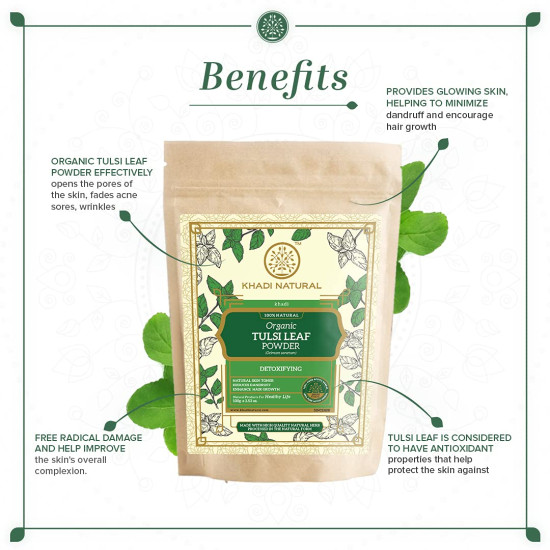 KHADI NATURAL Tulsi Leaf Organic Powder - Detoxifying & Skin Toning
