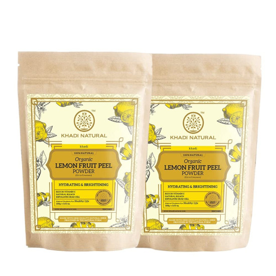 KHADI NATURAL Lemon Fruit Peel Organic Powder - Vitamin C Rich Skincare