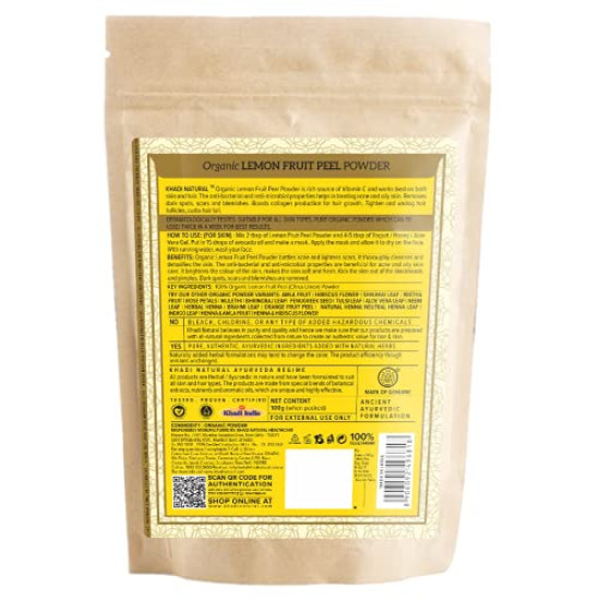 KHADI NATURAL Lemon Fruit Peel Organic Powder - Vitamin C Rich Skincare