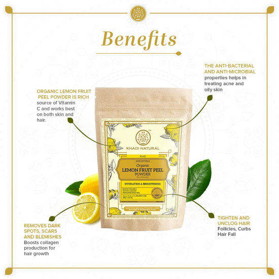 KHADI NATURAL Lemon Fruit Peel Organic Powder - Vitamin C Rich Skincare