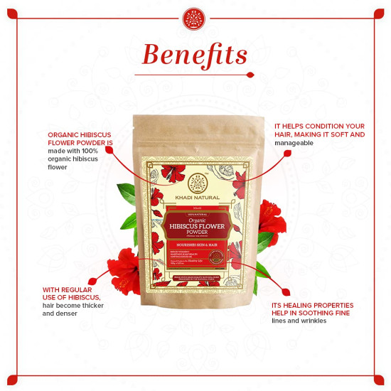 KHADI NATURAL Hibiscus Flower Organic Powder - Nourish Hair & Skin