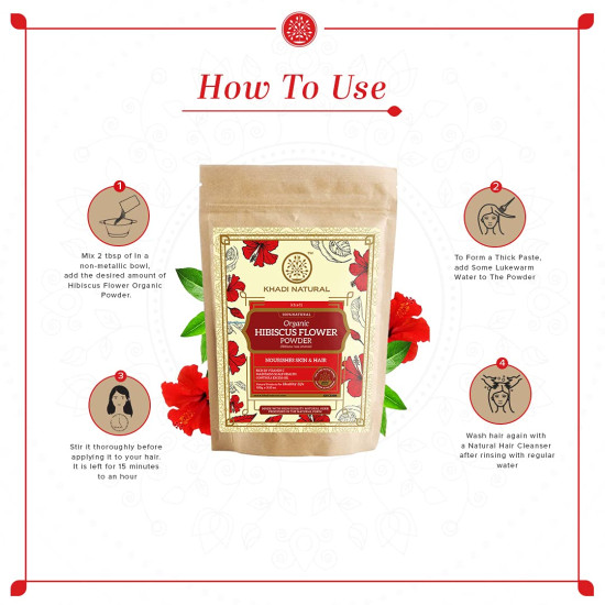 KHADI NATURAL Hibiscus Flower Organic Powder - Nourish Hair & Skin